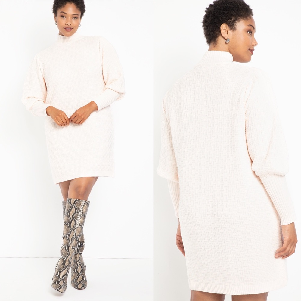 Eloquii Turtleneck Puff Sleeve Sweater Light Pink Dress Womens Size 14/16